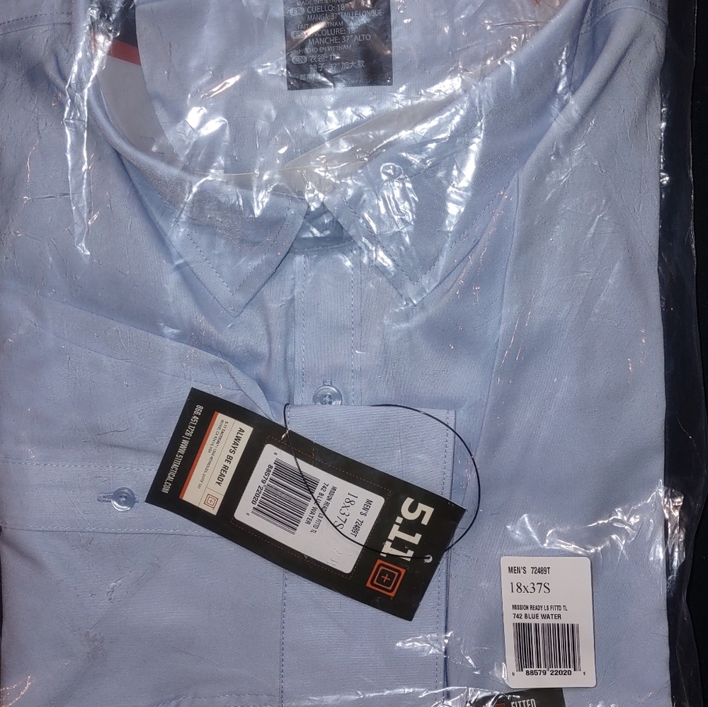 5.11 long sleeve fitted button up neck 18 sleeve 36/37" Light Blue
